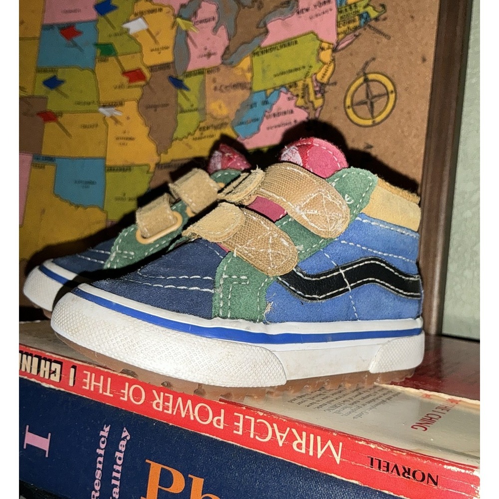 VANS SK8 Mid Reissue v Sneakers Colorblock Blue Green Red Toddler Size 4 Baby